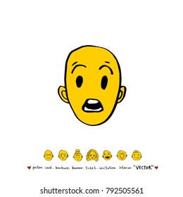 Character expression / Hand drawn face illustrations - vector