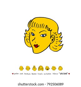 Character expression / Hand drawn face illustrations - vector