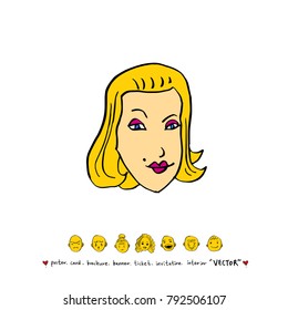 Character expression / Hand drawn face illustrations - vector