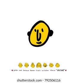 Character expression / Hand drawn face illustrations - vector