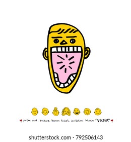 Character expression / Hand drawn face illustrations - vector