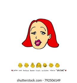 Character expression / Hand drawn face illustrations - vector