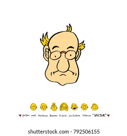 Character expression / Hand drawn face illustrations - vector