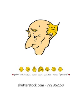 Character expression / Hand drawn face illustrations - vector