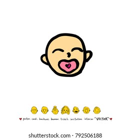 Character expression / Hand drawn face illustrations - vector