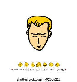 Character expression / Hand drawn face illustrations - vector