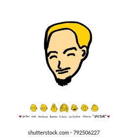 Character expression / Hand drawn face illustrations - vector