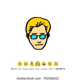 Character expression / Hand drawn face illustrations - vector