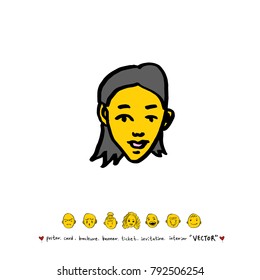 Character expression / Hand drawn face illustrations - vector