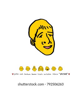 Character expression / Hand drawn face illustrations - vector