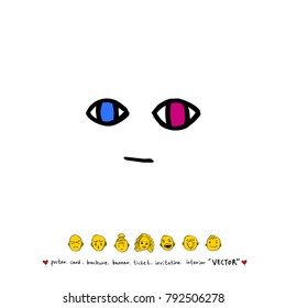 Character expression / Hand drawn face illustrations - vector