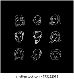 Character expression / Hand drawn face illustrations - vector