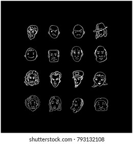 Character expression / Hand drawn face illustrations - vector