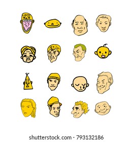 Character expression / Hand drawn face illustrations - vector