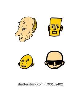 Character expression / Hand drawn face illustrations - vector