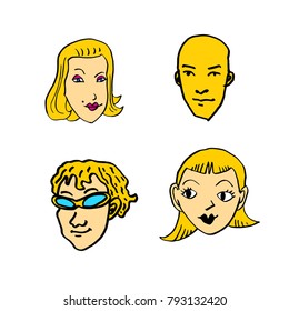 Character expression / Hand drawn face illustrations - vector