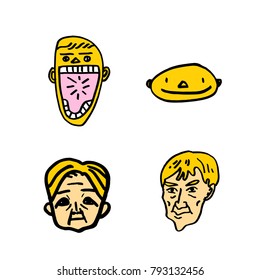 Character expression / Hand drawn face illustrations - vector