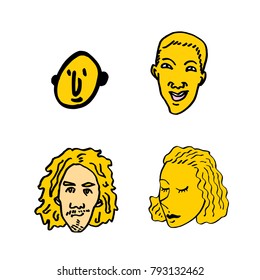 Character expression / Hand drawn face illustrations - vector