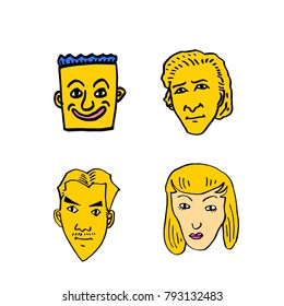 Character expression / Hand drawn face illustrations - vector
