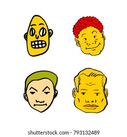 Character expression / Hand drawn face illustrations - vector