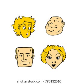 Character expression / Hand drawn face illustrations - vector