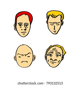Character expression / Hand drawn face illustrations - vector