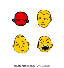 Character expression / Hand drawn face illustrations - vector