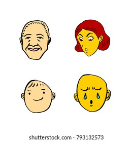 Character expression / Hand drawn face illustrations - vector
