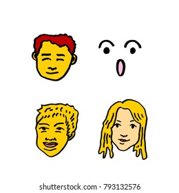 Character expression / Hand drawn face illustrations - vector
