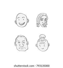 Character expression / Hand drawn face illustrations - vector