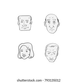 Character expression / Hand drawn face illustrations - vector