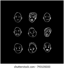 Character expression / Hand drawn face illustrations - vector