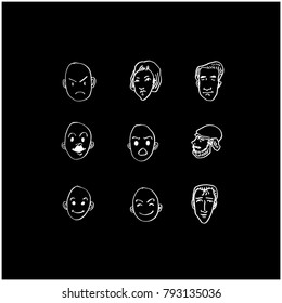 Character expression / Hand drawn face illustrations - vector