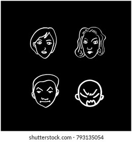 Character expression / Hand drawn face illustrations - vector