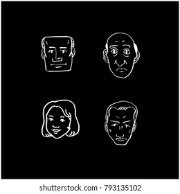 Character expression / Hand drawn face illustrations - vector