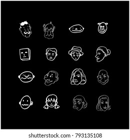 Character expression / Hand drawn face illustrations - vector