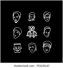 Character expression / Hand drawn face illustrations - vector