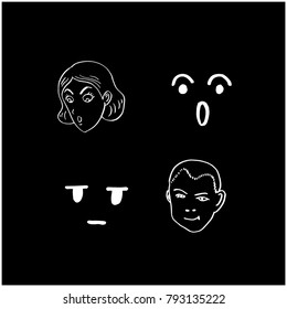 Character expression / Hand drawn face illustrations - vector