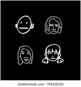 Character expression / Hand drawn face illustrations - vector
