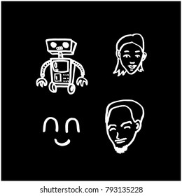 Character expression / Hand drawn face illustrations - vector