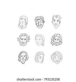 Character expression / Hand drawn face illustrations - vector