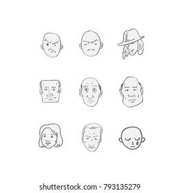 Character expression / Hand drawn face illustrations - vector