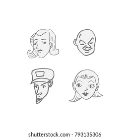Character expression / Hand drawn face illustrations - vector
