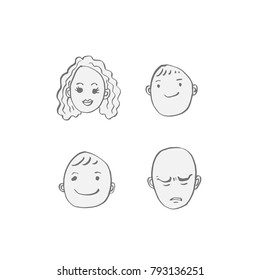Character expression / Hand drawn face illustrations - vector