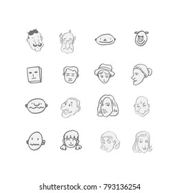 Character expression / Hand drawn face illustrations - vector