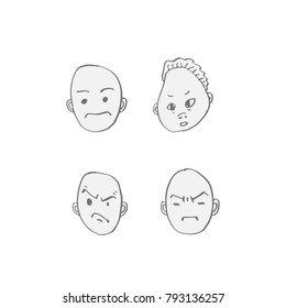 Character expression / Hand drawn face illustrations - vector