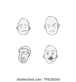 Character expression / Hand drawn face illustrations - vector