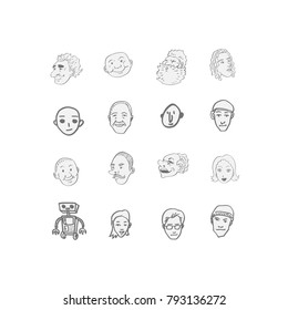 Character expression / Hand drawn face illustrations - vector