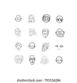 Character expression / Hand drawn face illustrations - vector