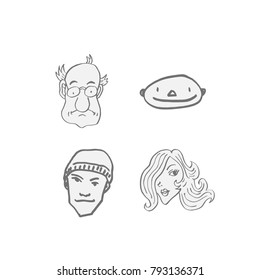 Character expression / Hand drawn face illustrations - vector